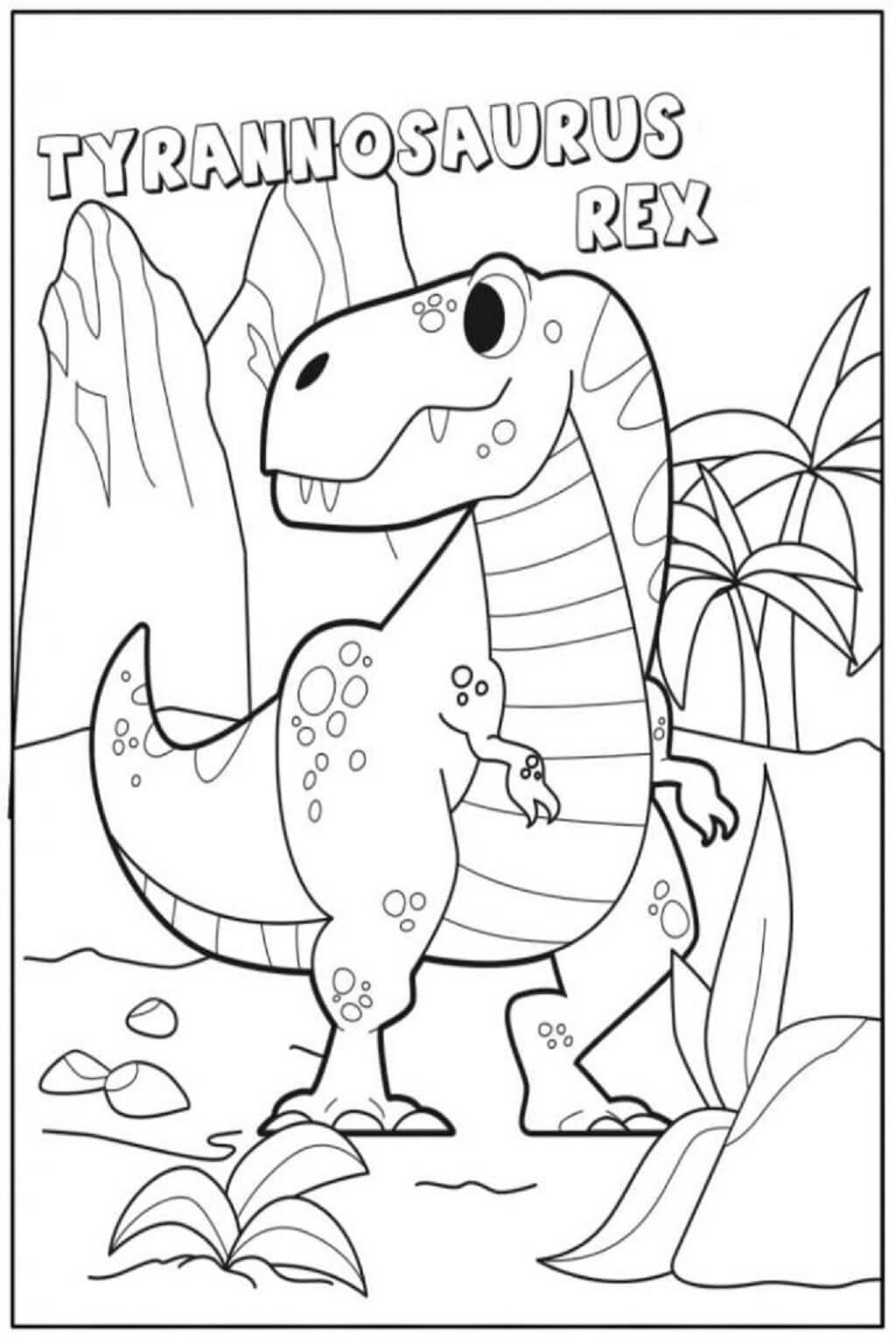 Desenho animado T Rex para colorir