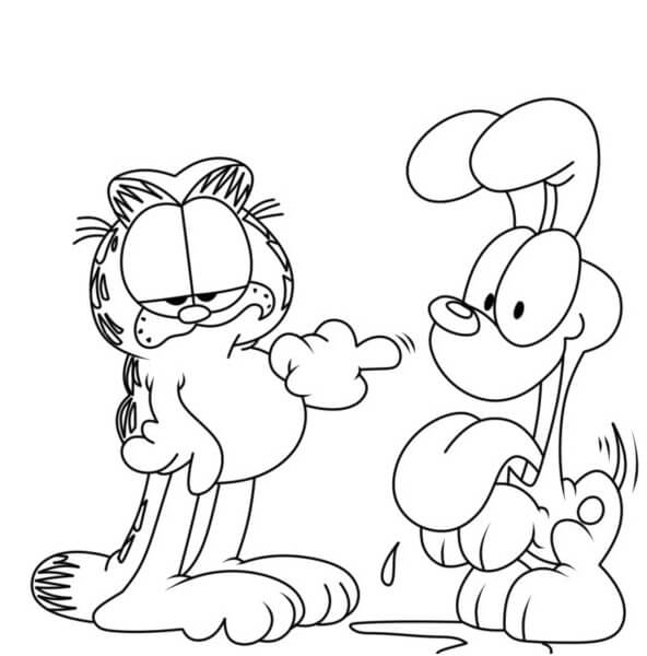 Desenhos de Garfield e amigo para colorir