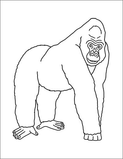 Gorila Feliz para colorir