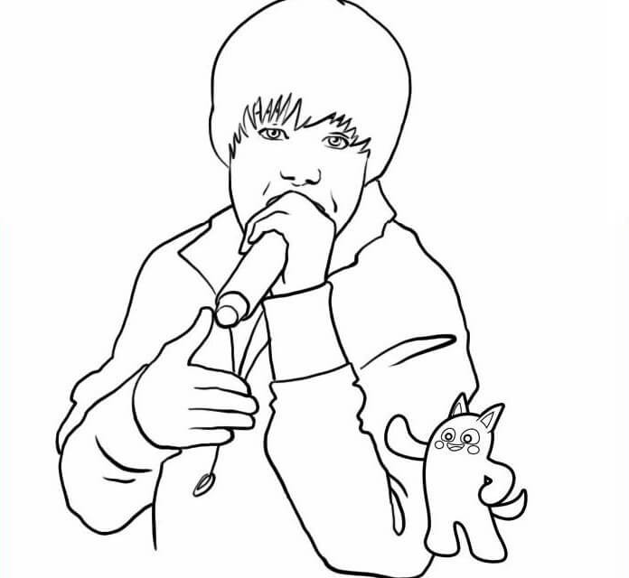 Desenhos de Justin Bieber Cantando para colorir