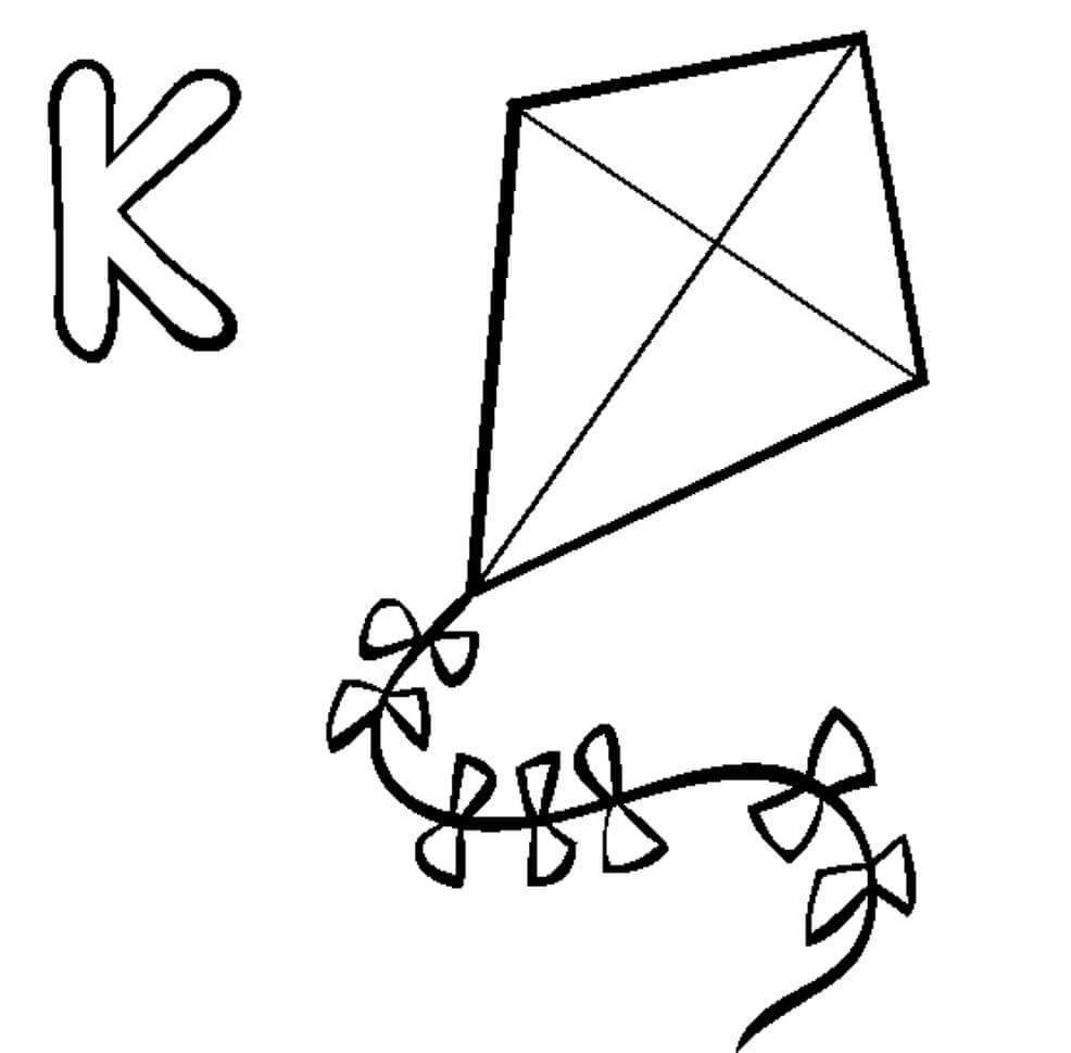 Desenhos de Letra K e Pipa para colorir