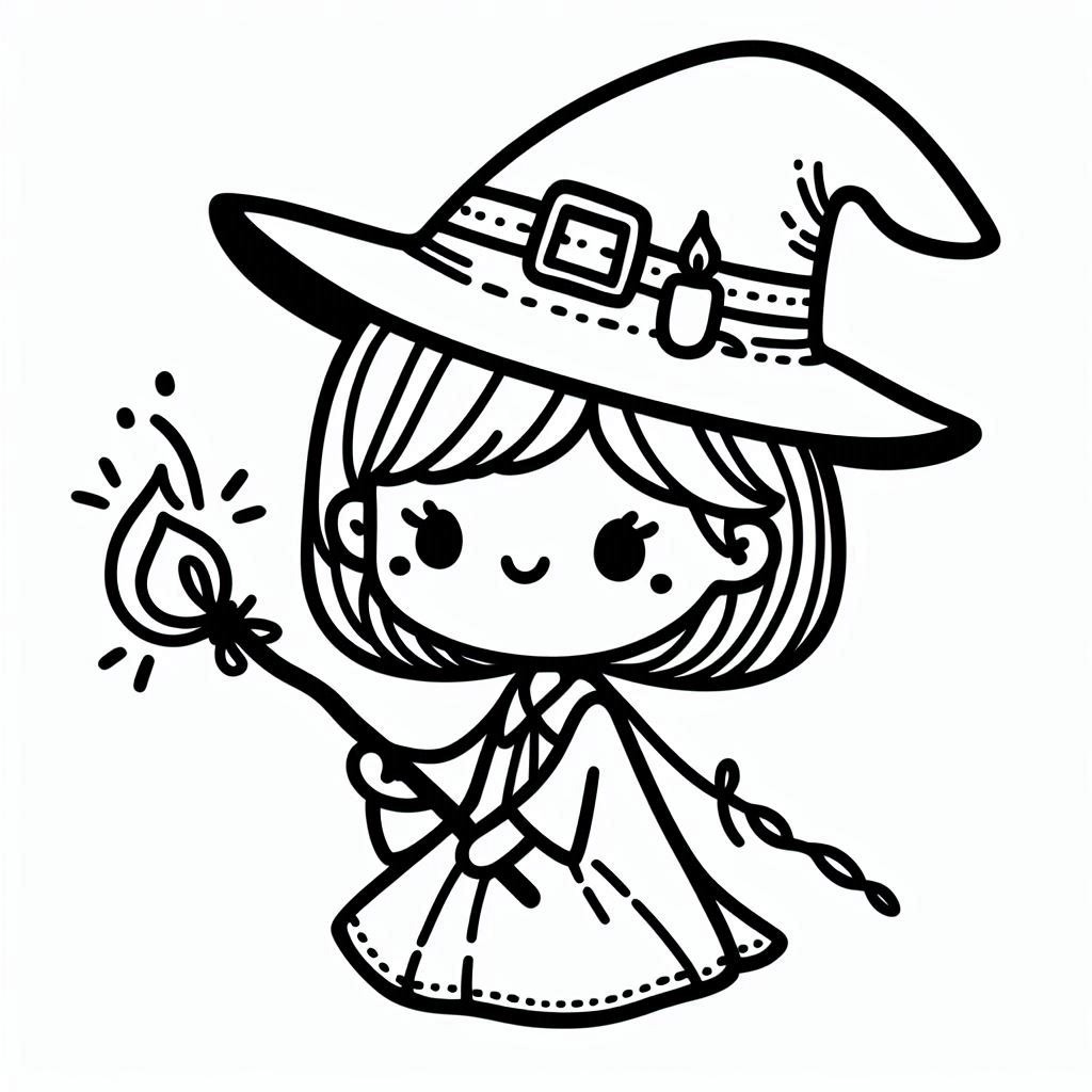 Desenhos de Linda bruxa de Halloween para colorir