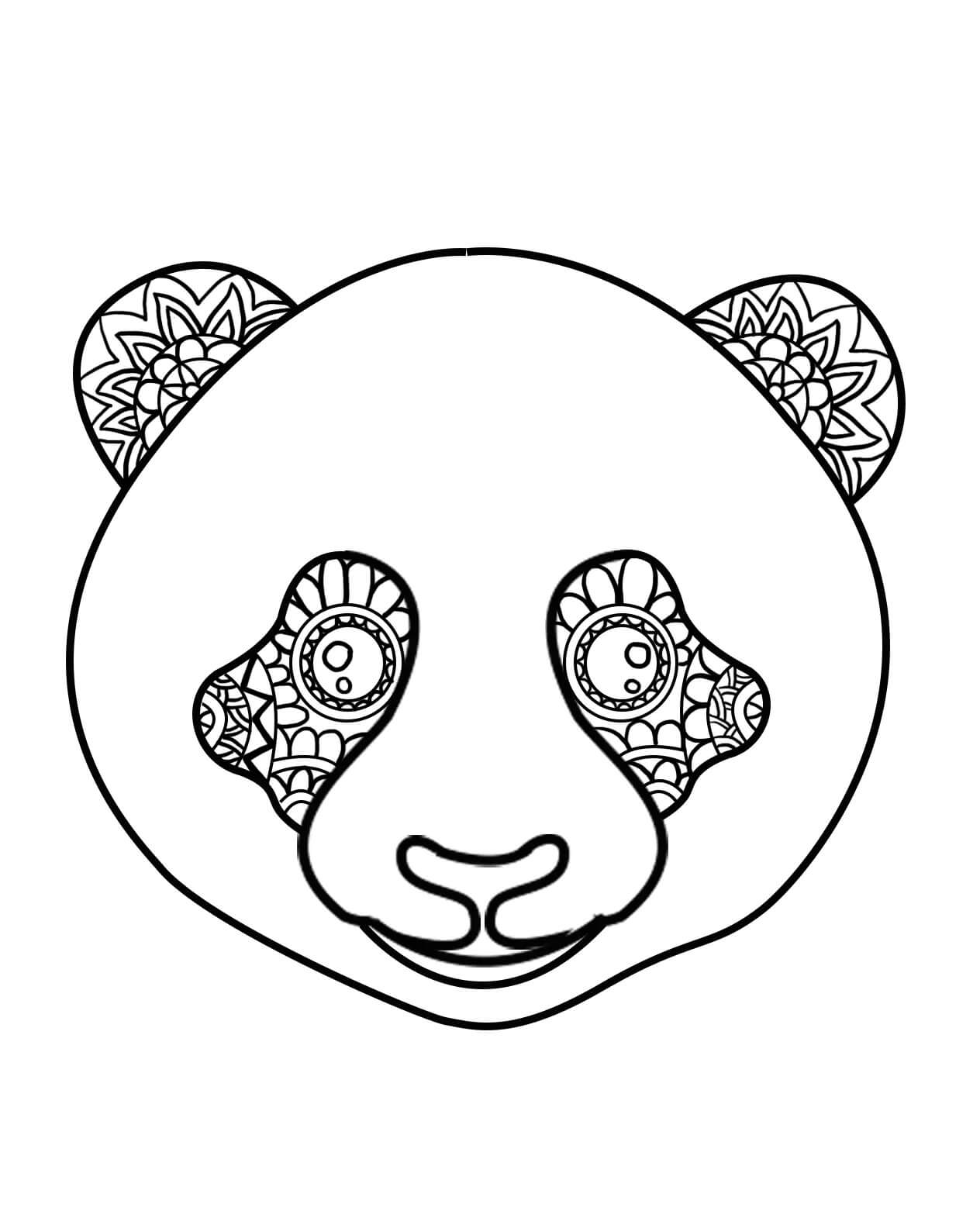 Desenhos de Mandala Cabeça de Panda para colorir