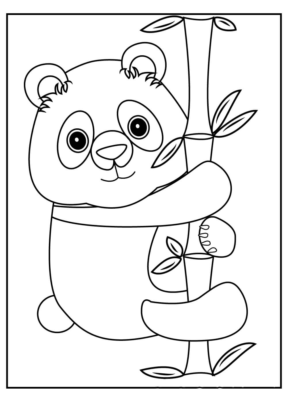 Desenhos de Panda Abraça um Bambu para colorir