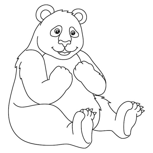 Desenhos de Panda Gordo Sentado para colorir