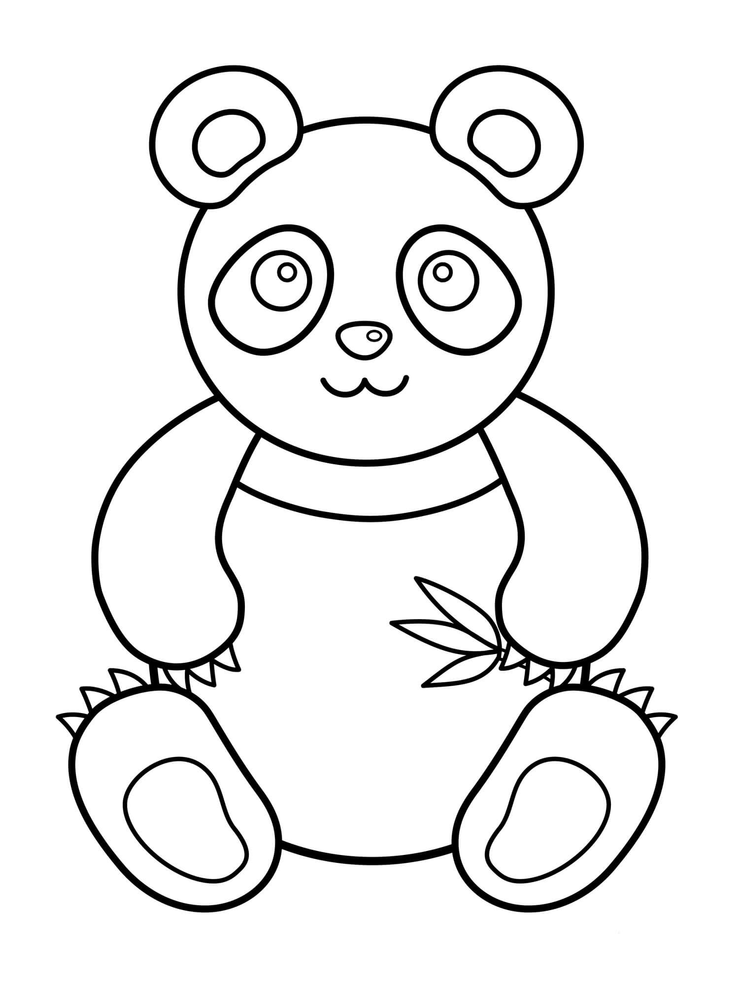 Panda Kawaii Sentado para colorir