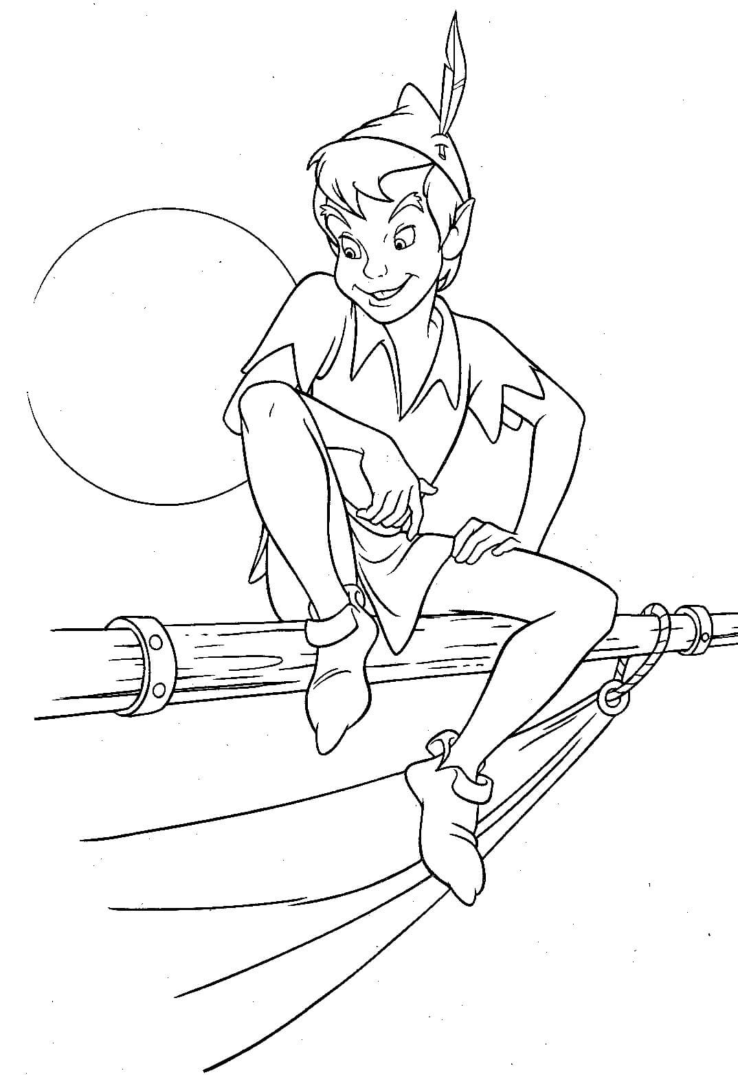 Desenhos de Peter Pan sentado para colorir