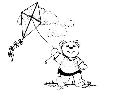 Desenhos de Urso de Pelúcia Empinando Pipa para colorir