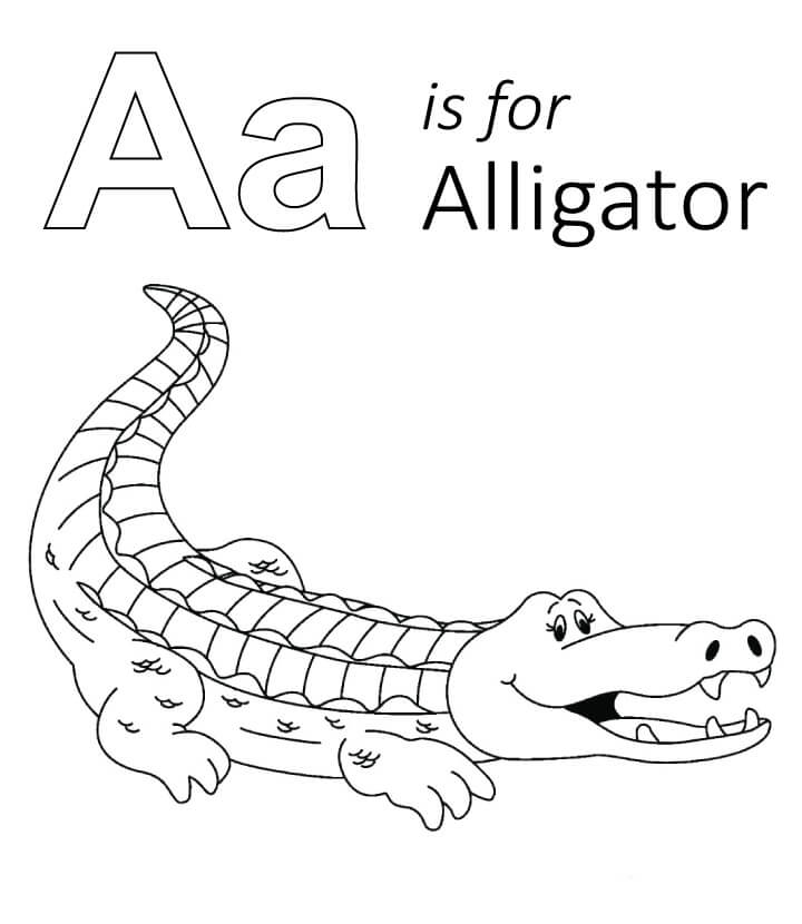 Desenhos de A é De Crocodilo para colorir