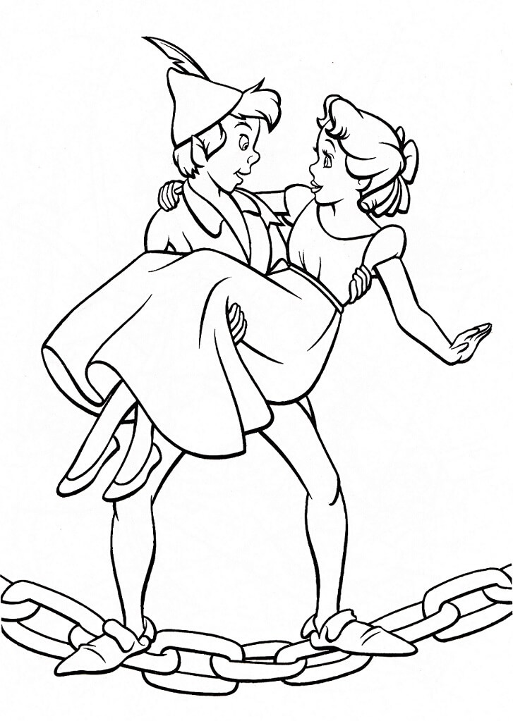 Desenhos de Adorável Peter e Wendy para colorir