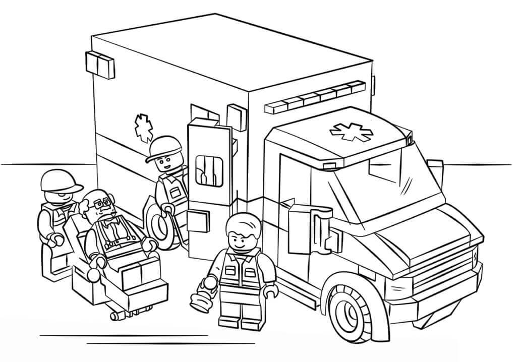 Desenhos de Ambulância da Cidade de Lego para colorir