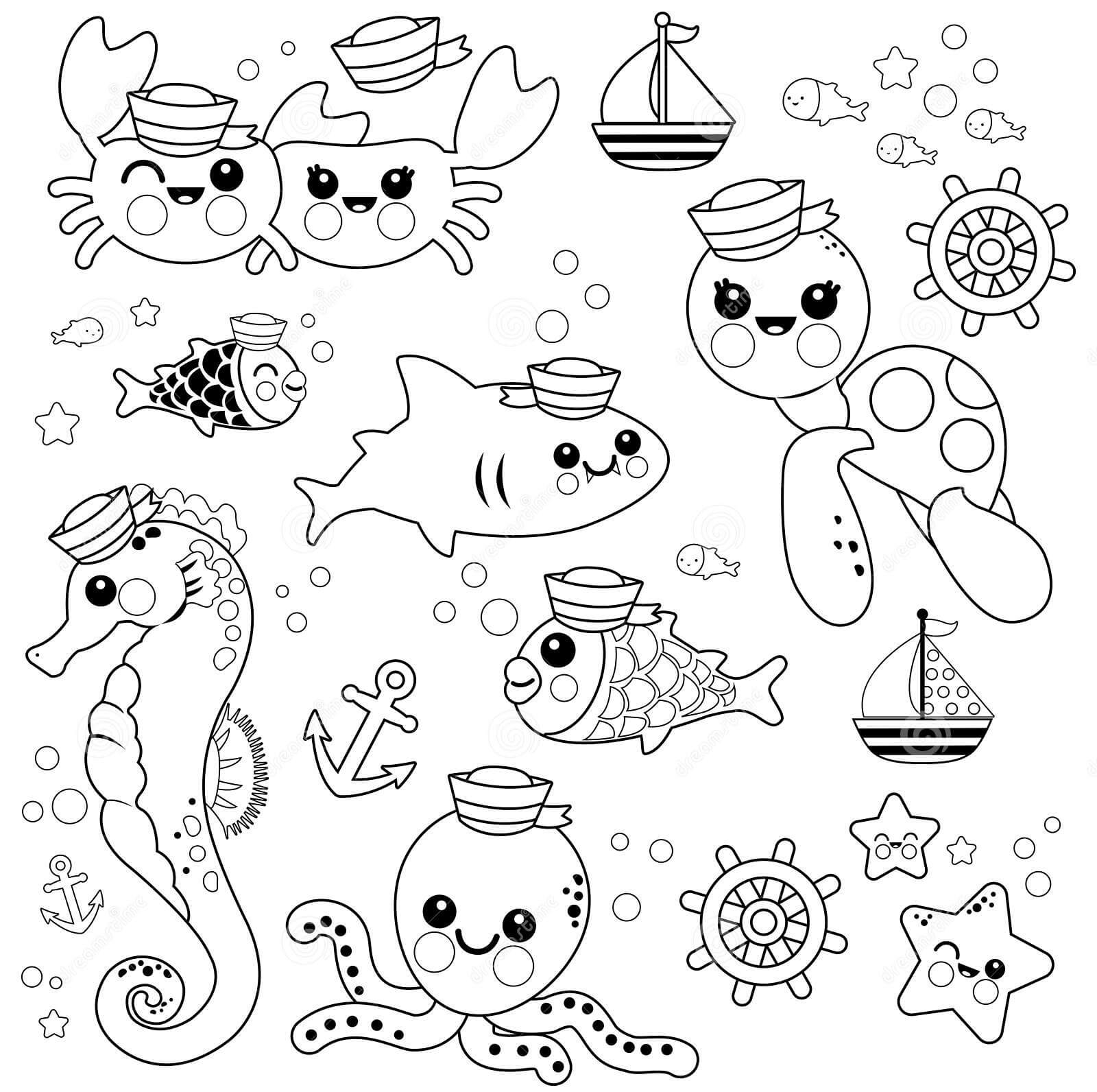 Desenhos de Animal Marinho Simples para colorir