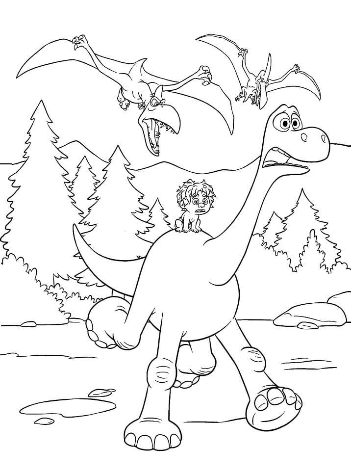 Desenhos de Arlo e Spot Escape from the Pterodactyls para colorir