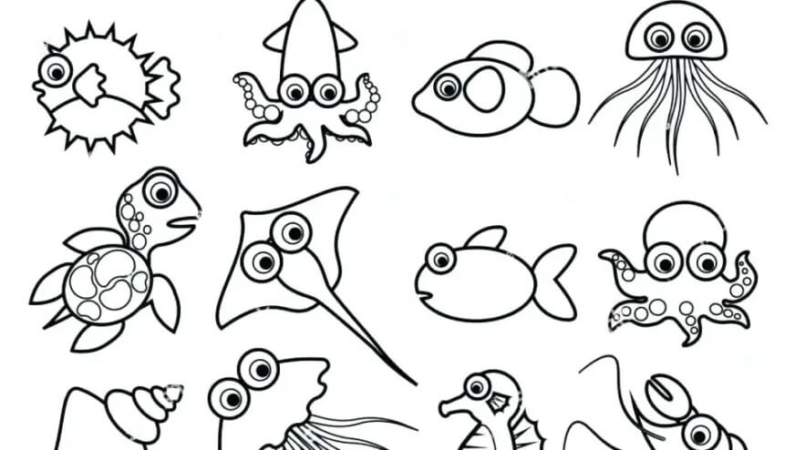 Desenhos de As Criaturas Marinhas Mais Fofas para colorir
