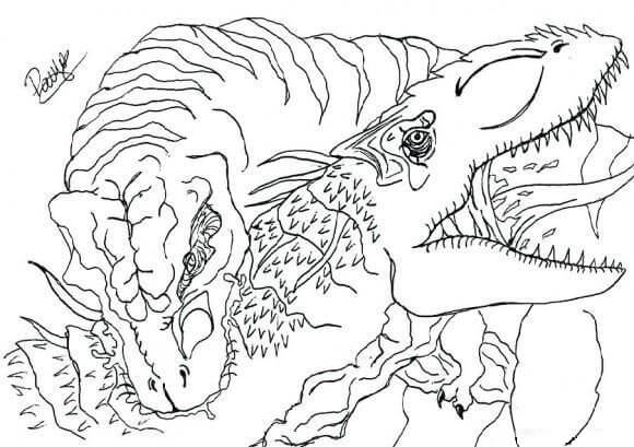 Ataque T-Rex para colorir