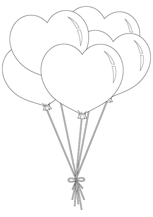 Desenhos de Balão em Forma de Coração para colorir
