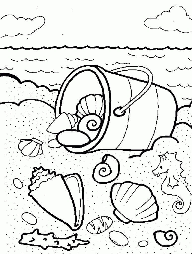 Desenhos de Balde de Conchas para colorir