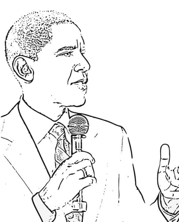 Barack Obama Fazendo um Discurso para colorir