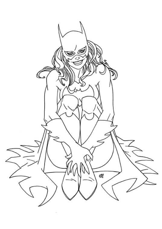 Batgirl Sentado para colorir