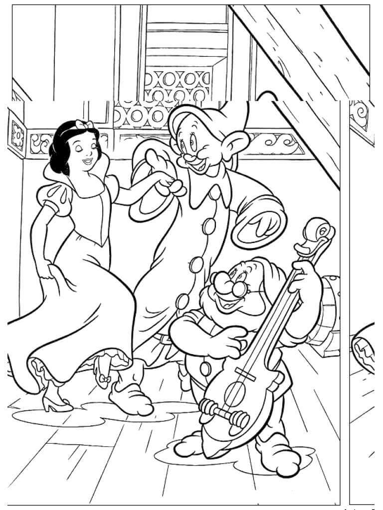 Desenhos de Branca de Neve e Dois Anões para colorir