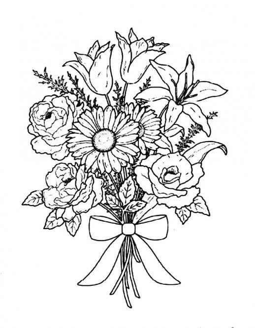 Desenhos de Buket de Flores para colorir