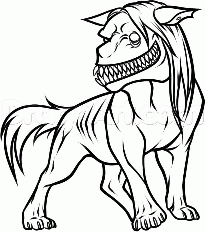 Desenhos de Cachorro Assustador para colorir