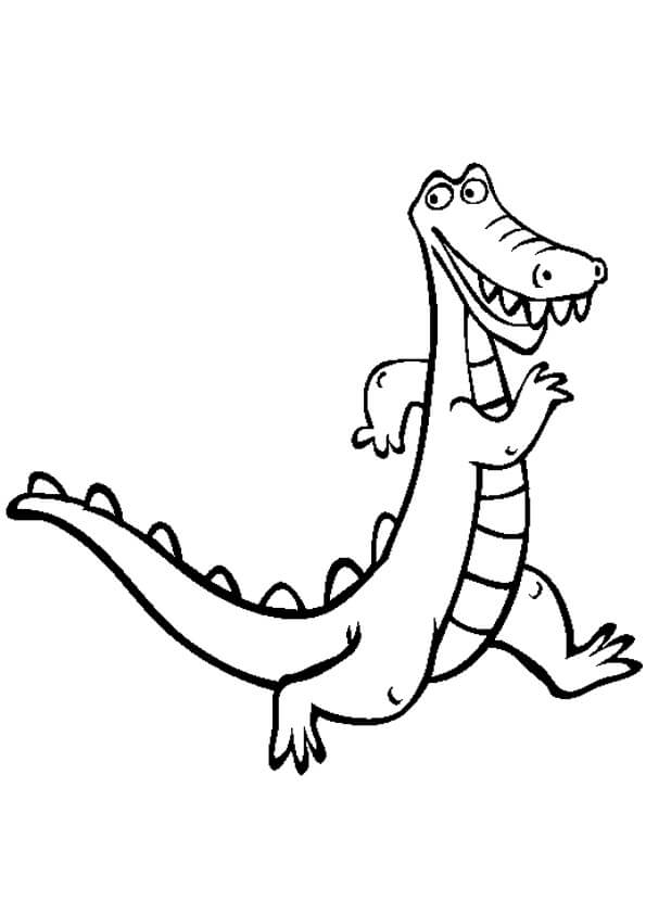 Caminhada de Crocodilo de Desenho Animado para colorir