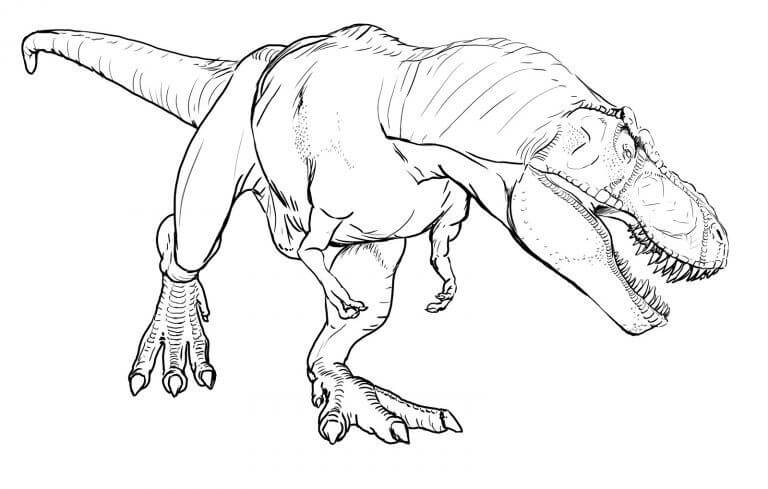 Caminhada T-Rex para colorir