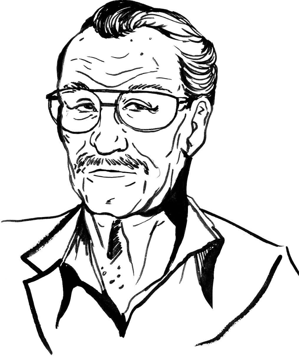 Cara velha Stan Lee para colorir