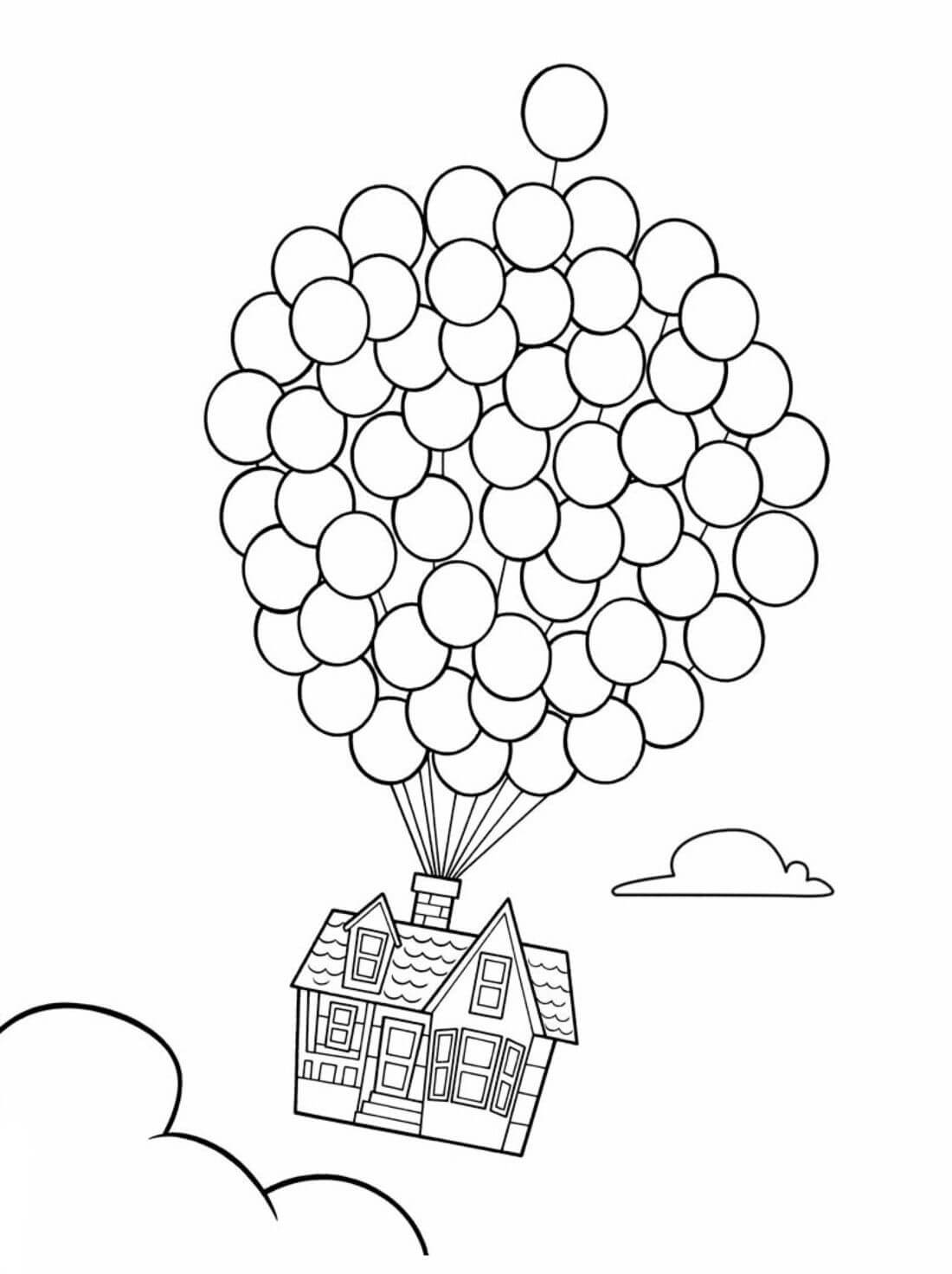 Desenhos de Casa com Balões para colorir