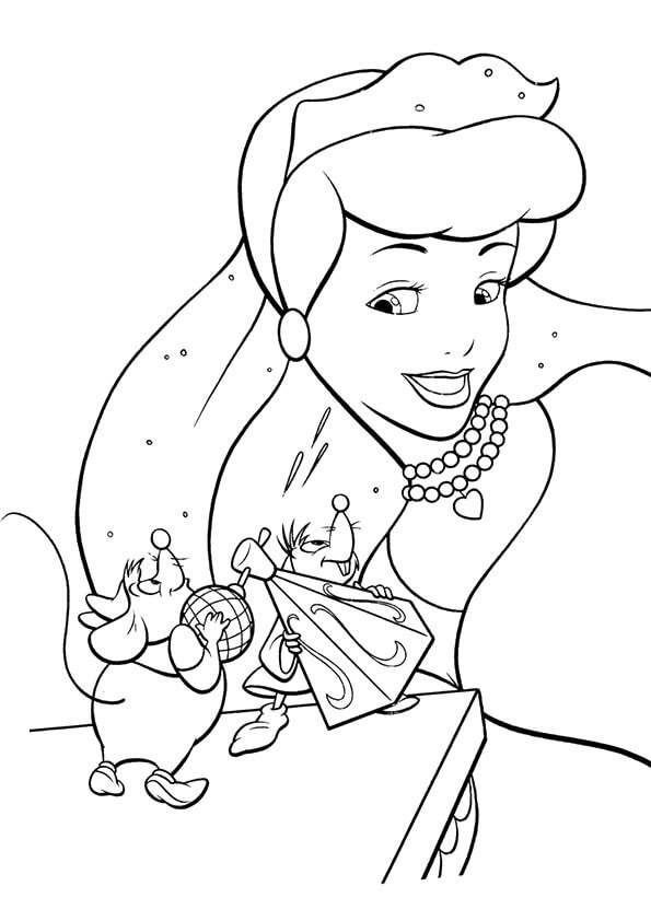 Desenhos de Cinderela Diversão com Jaq e Gus para colorir