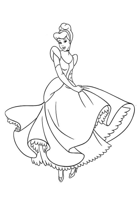 Desenhos de Cinderela em Lindo Vestido para colorir