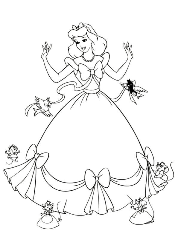 Desenhos de Cinderela Vestido de Rato para colorir