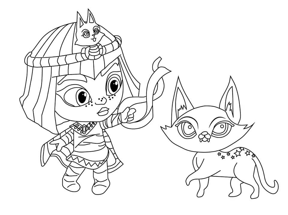 Desenhos de Cleo Graves e o Gato Super Monstro para colorir