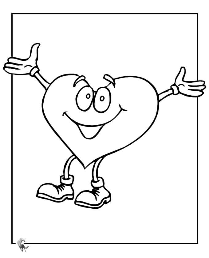 Desenhos de Coração de Desenho Animado Feliz para colorir