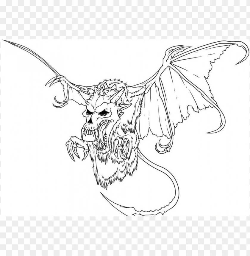Desenhos de Crânio de Morcego Assustador para colorir