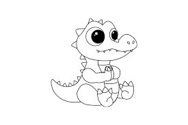 Desenhos de Crocodilo Chibi Sentado para colorir