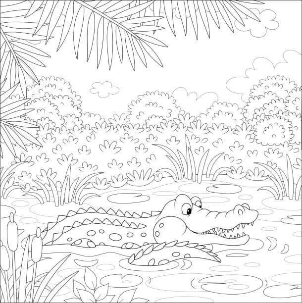 Crocodilo na Lama para colorir