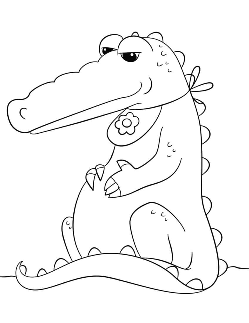 Crocodilo Sentado para colorir