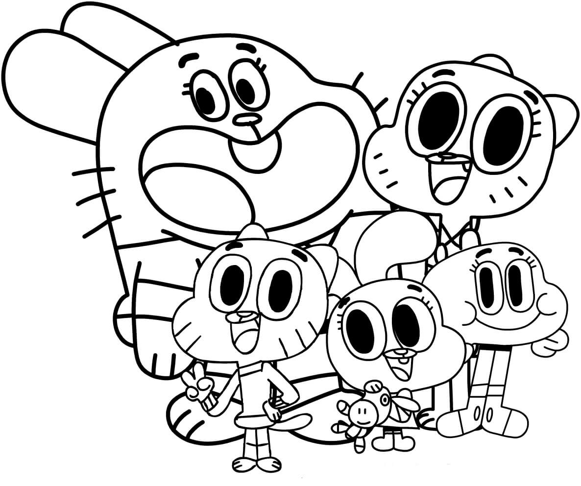 Darwin e Família para colorir