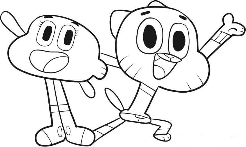 Desenhos de Darwin e Gumball para colorir