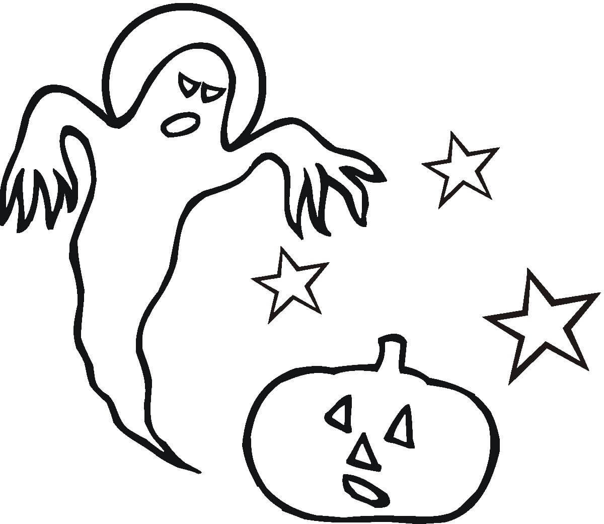 Desenhando Fantasma com Abóbora para colorir