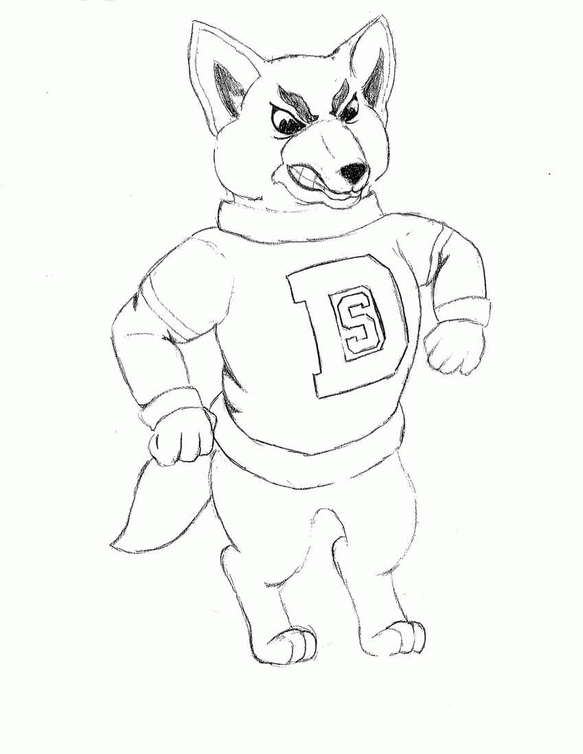 Desenho da Mascote da Raposa para colorir
