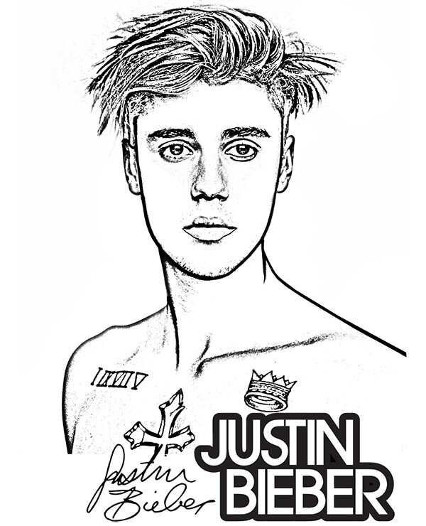 Desenho de Justin Bieber para colorir