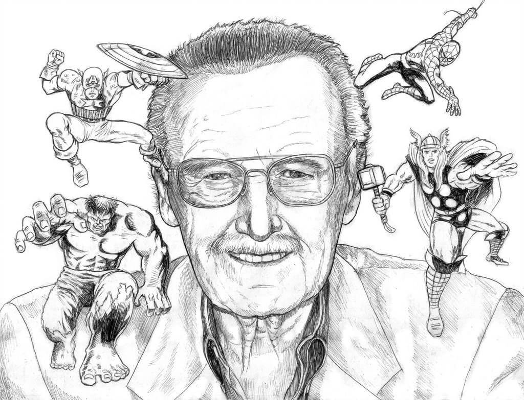 Desenho de Stan Lee para colorir