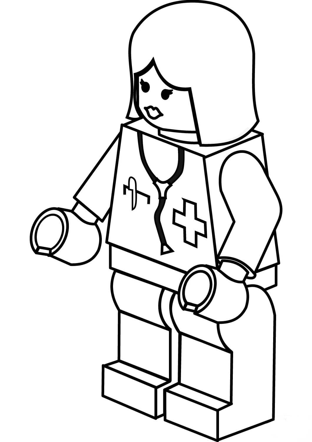 Enfermeira Lego para colorir