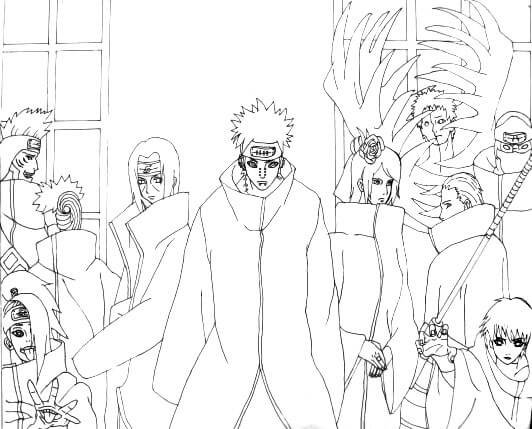 Desenhos de Equipe Akatsuki de Naruto para colorir