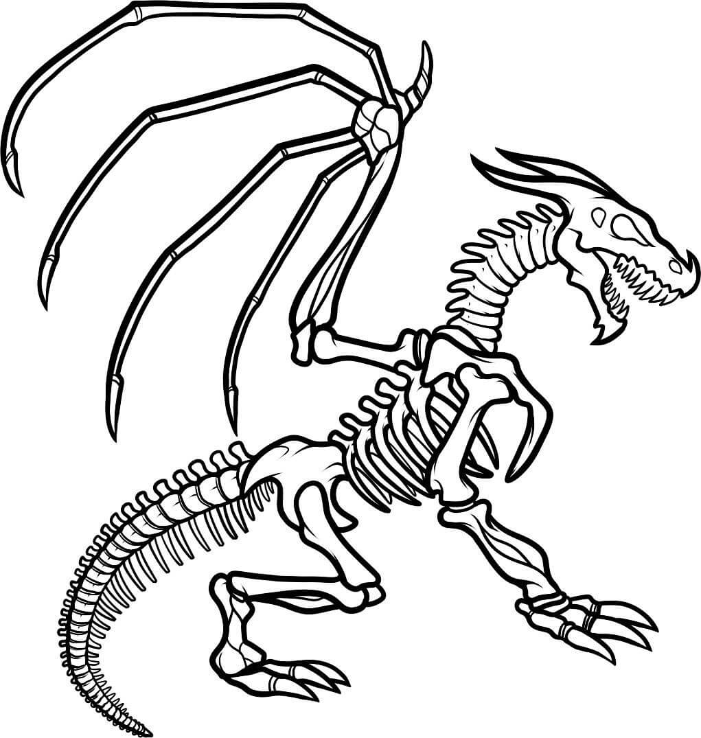 Esqueleto de Dragão Assustador para colorir