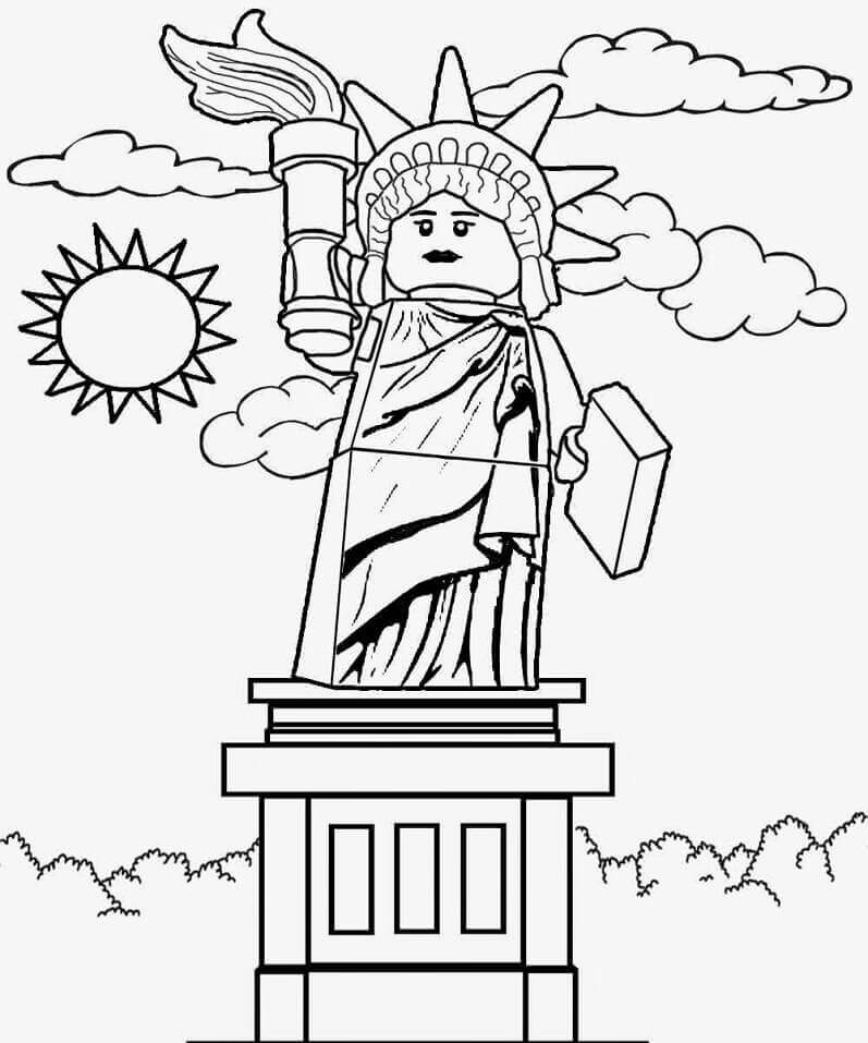 Estátua da Liberdade da cidade de Lego para colorir