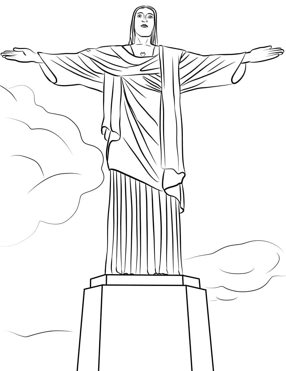 Estátua do Cristo Redentor para colorir